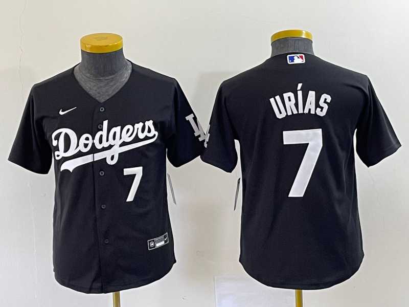 Youth Los Angeles Dodgers #7 Julio Urias Number Black Turn Back The Clock Stitched Cool Base Jersey->mlb youth jerseys->MLB Jersey